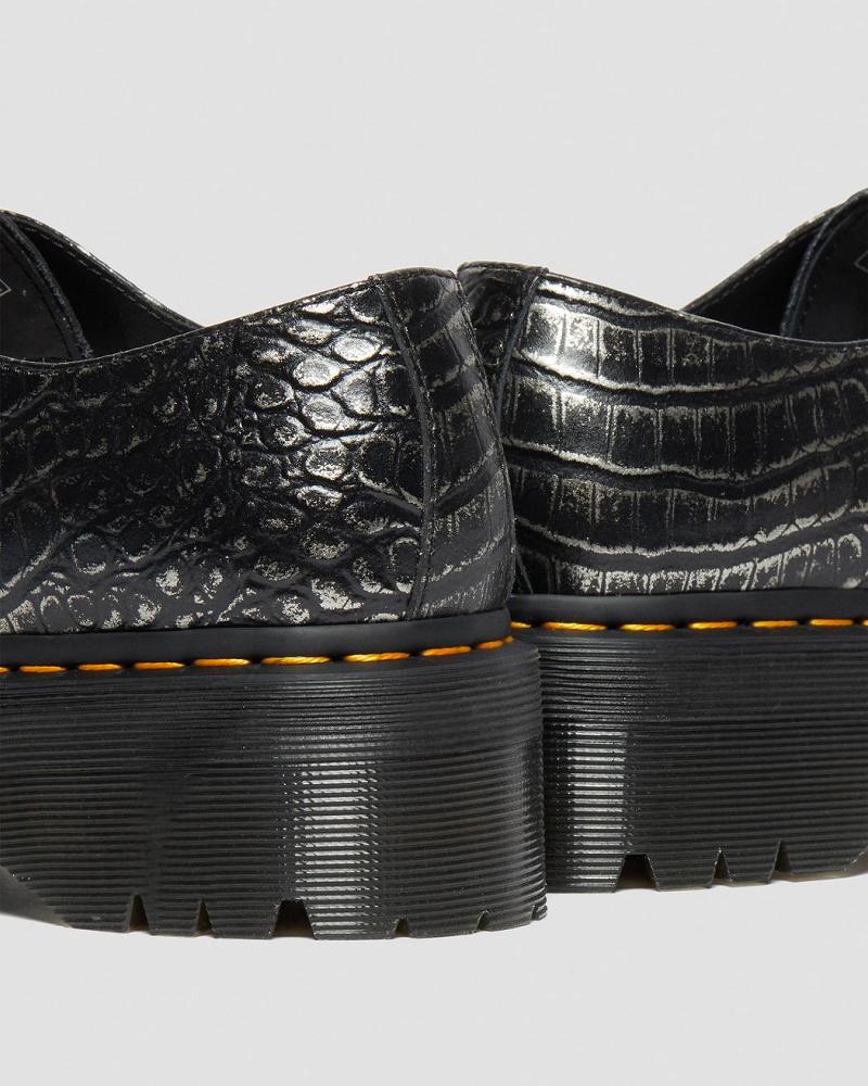 Men's Dr Martens 1461 Croc Emboss Leather Platform Shoes Black | AU 619KOR